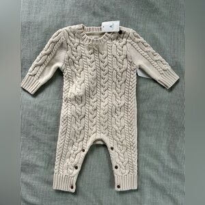 BABY GAP 3-6 MONTHS Cozy Cable Knit Cream One Piece
